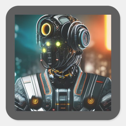 Roboter-3-Quadratzoll Quadratischer Aufkleber (Vorderseite)
