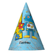 Roboter-4. Geburtstag Partyhütchen (Vorderseite)