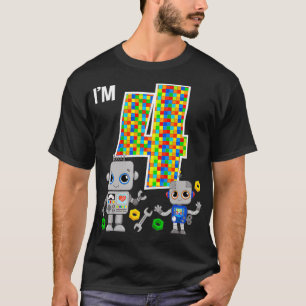 Roboter 4. Geburtstag Roboter Party Robotics 4 Jah T-Shirt