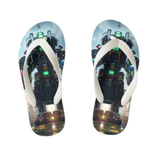 Roboter-4-Kleinkind-Flip-Flops Kinderbadesandalen (Fußbett)