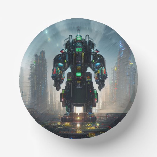 Roboter-4-Papierschale Pappteller (Vorderseite)
