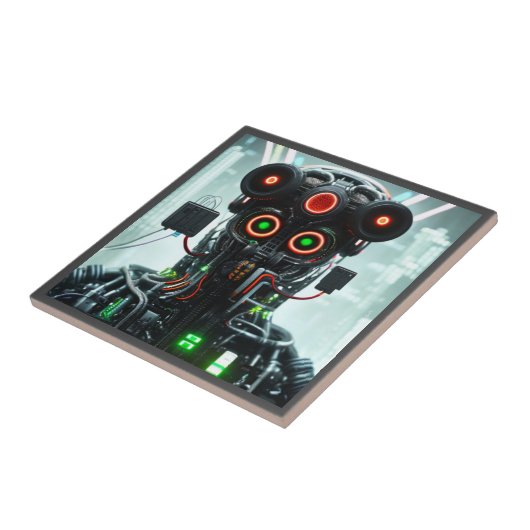 Roboter 5 kleine Keramik Fliese (Seite)