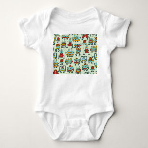 Roboter Aliens Vintage-Muster-Illustration Baby Strampler