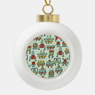 Roboter Aliens Vintage-Muster-Illustration Keramik Kugel-Ornament
