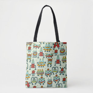 Roboter Aliens Vintage-Muster-Illustration Tasche