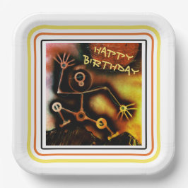 Roboter Alles Gute zum Geburtstag Pappteller