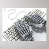 Roboter arbeiten am Computer Poster (Vorne)