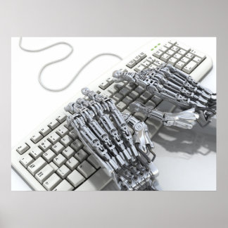 Roboter arbeiten am Computer Poster