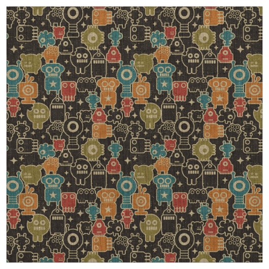 Roboter auf braun stoff (Muster)