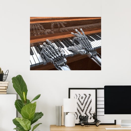 Roboter auf dem Klavier Poster (Heimbüro)