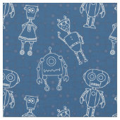 Roboter auf klassischem Blau Stoff (Nahaufnahme)