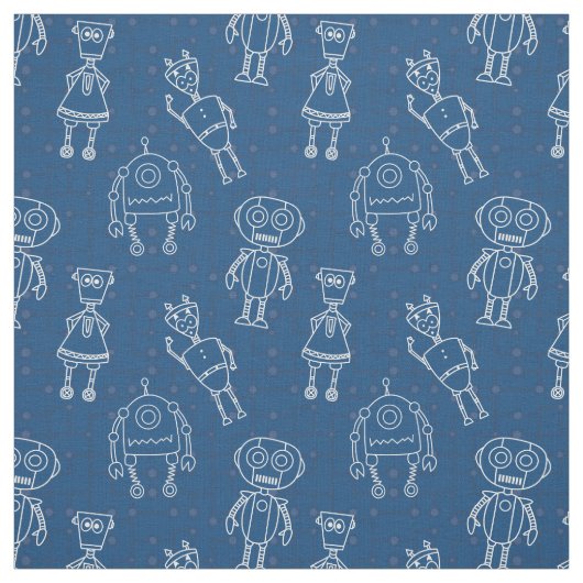 Roboter auf klassischem Blau Stoff (Muster)