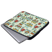 Roboter-Außerirdischen Vintage Musterdarstellung Laptopschutzhülle (Vorne Knopf)