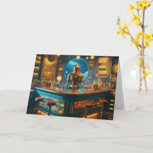 Roboter-Barkeeper in Interstellar Space Age Dive B Karte (Gelbe Blume)