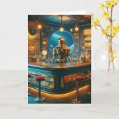 Roboter-Barkeeper in Interstellar Space Age Dive B Karte (Gelbe Blume)