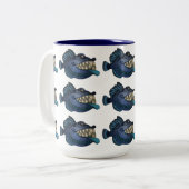 "Roboter-blaue" Fische mit Haltung Zweifarbige Tasse (Vorderseite Links)