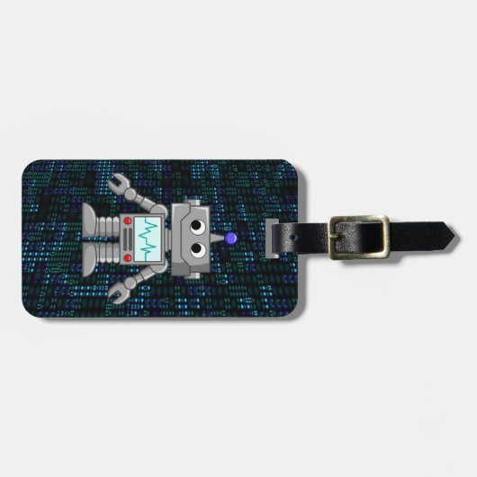 Roboter-Cartoon Gepäckanhänger (Vorderseite horizontal)