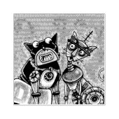 ROBOTER CAT UND HUNDE HABEN RUBBER-BRIEFMARKE GUMMISTEMPEL (Prägung)