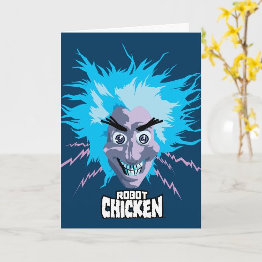 Roboter Chicken Scientist Head Graphic Karte (Gelbe Blume)