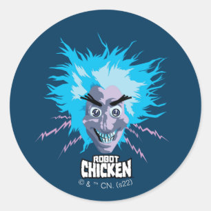 Roboter Chicken Scientist Head Graphic Runder Aufkleber