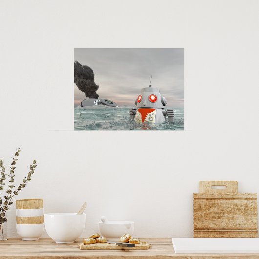 Roboter-Crash in Sea Poster (Küche)