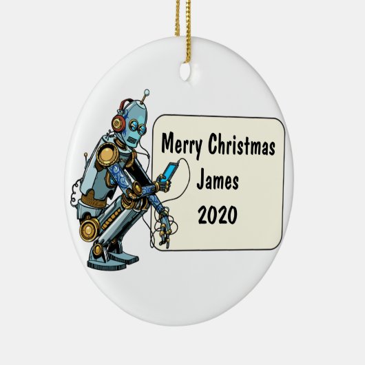 Roboter Custom Christmas Keramik Ornament (Rechts)