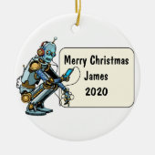 Roboter Custom Christmas Keramik Ornament (Vorne)