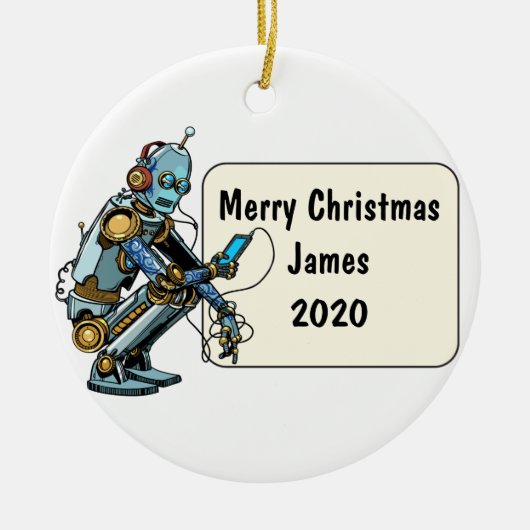 Roboter Custom Christmas Keramik Ornament (Vorne)