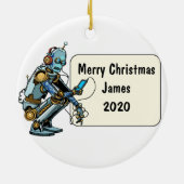 Roboter Custom Christmas Keramik Ornament (Hinten)