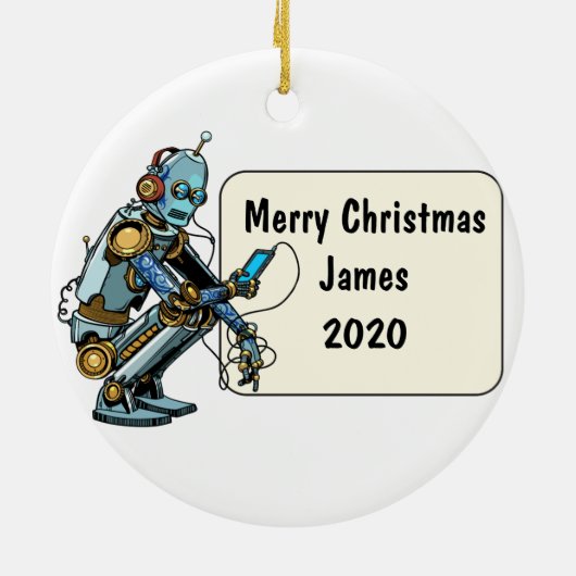 Roboter Custom Christmas Keramik Ornament (Hinten)