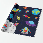 Roboter dem Packpapier in des Weltraum-(großes (Ungerollt)