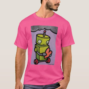 Roboter, der ein Herz unter einer Wolke hält T-Shirt