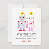 Roboter, die die Datumskarte speichern Save The Date (Vorderseite)