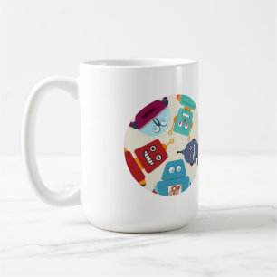 Roboter, die nach unten schauen kaffeetasse