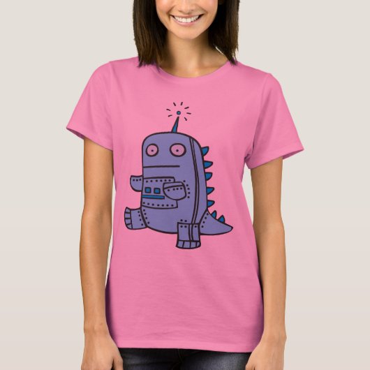 Roboter Dino - Blau T-Shirt (Vorderseite)