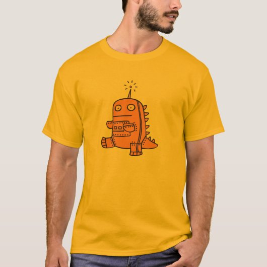 Roboter Dino - Orange T-Shirt (Vorderseite)