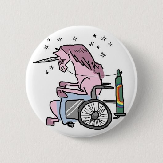 Roboter-Einhorn-Angriff in einem KNOPF Button (Vorderseite)