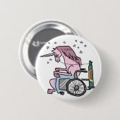 Roboter-Einhorn-Angriff in einem KNOPF Button (Vorne & Hinten)