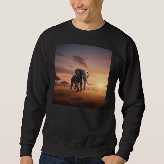 Roboter-Elefant bei Sonnenuntergang Sweatshirt (Vorderseite)