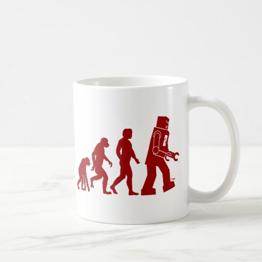 Roboter-Evolution des Mannes in Roboter Kaffeetasse (Rechts)