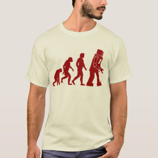 Roboter-Evolution des Mannes in Roboter T-Shirt