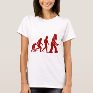 Roboter-Evolution des Mannes in Roboter T-Shirt