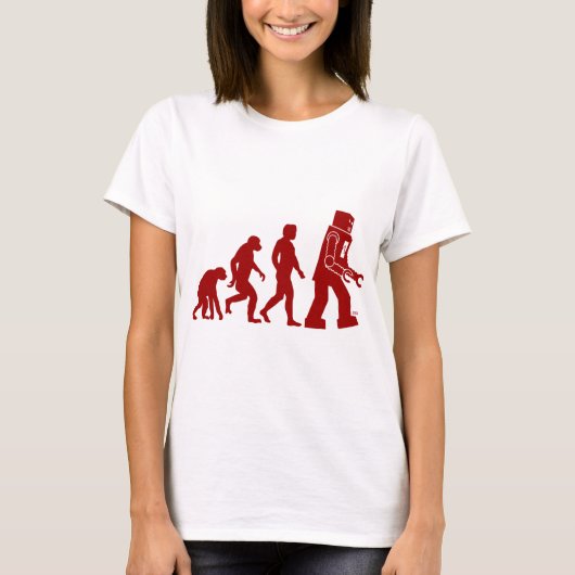 Roboter-Evolution des Mannes in Roboter T-Shirt (Vorderseite)