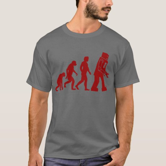 Roboter-Evolution - vom Mann in Roboter T-Shirt (Vorderseite)