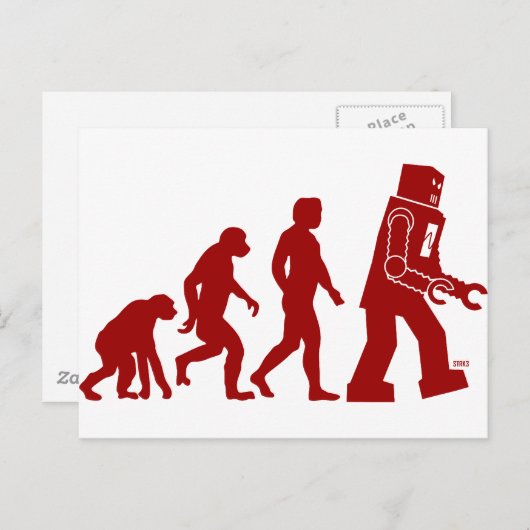 Roboter-Evolution - vom Menschen in Roboter Postkarte (Vorne/Hinten)