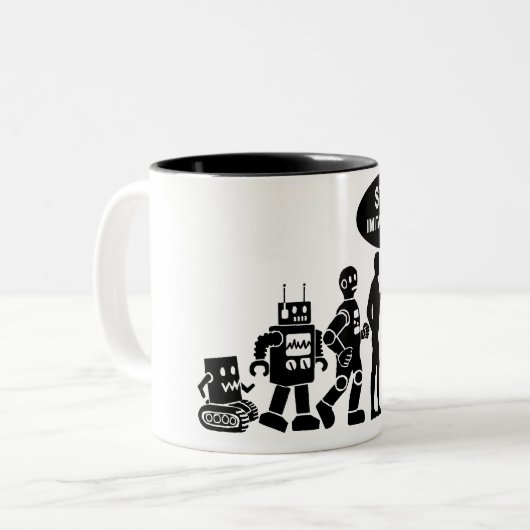 Roboter-Evolution Zweifarbige Tasse (Vorderseite Links)
