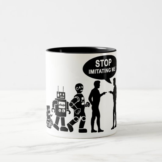Roboter-Evolution Zweifarbige Tasse (Mittel)