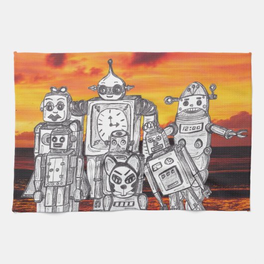 Roboter-Feiertag 3 Küchentuch (Horizontal)
