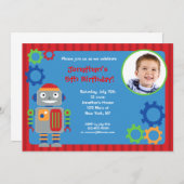 Roboter-Foto-Geburtstags-Party Einladungen (Vorne/Hinten)