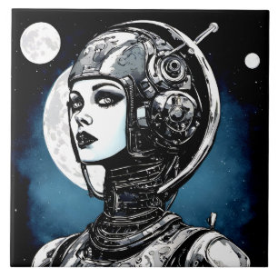 Roboter Frau VI Fliese